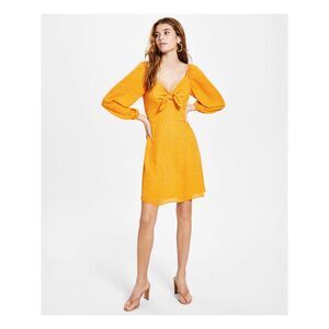 BAR III DRESSES Womens Orange Tie Front Lined Sleeve Short Dress XL
